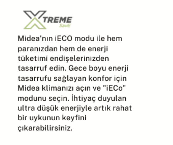 Midea Xtreme Klima ieco enerji tasarrufu